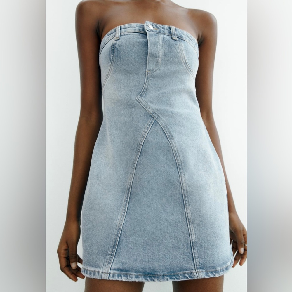 Zara Strapless Denim Dress